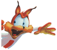 Official artwork of Bubsy from the first game.