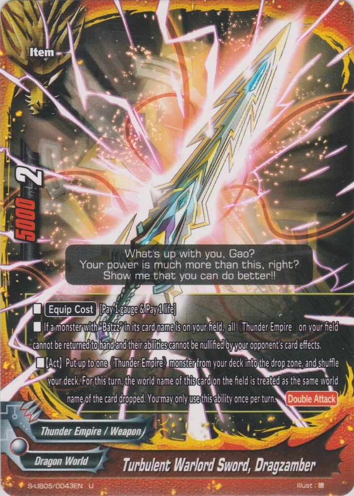 Turbulent Warlord Sword, Dragzamber | Future Card Buddyfight Wiki