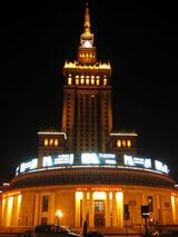Warsaw cult palace night
