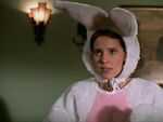 Anya, dressed as her worst fear, a bunny