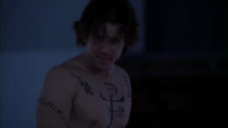 Lindsey covered in the runes.