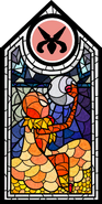 Appearance on a stained glass window.