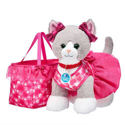 Promise Pets Grey 'n' White Kitty Stuffed Animal Red Dress Gift Set