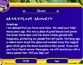 Window of Marvelous Monkey giving instructions on the Jungle Ruins quest.