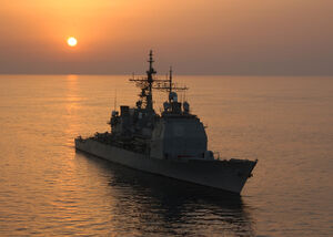 USS Vicksburg 28CG 6929 sunset 2004