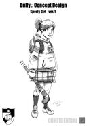 Pre-alpha concept art of a character resembling Mandy