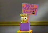 Yellow Bunny appearing in the 1993 Bump in the Night bumpers