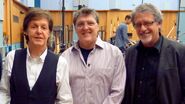 From left, Paul MCCartney, Marty, and Michael Salvatori during the production of Music of the Spheres.