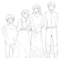 From left to right: Winfield, Ruthie, Rose of Sharon, and Steinbeck.