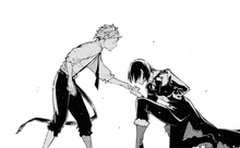 Dostoevsky kneels before Atsushi.