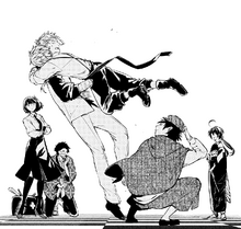 Atsushi embraces Kunikida (manga)