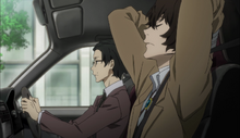 Ango and Dazai in the car