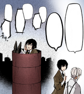 Dazai tells Atsushi the other members' response when he asked for help (Vertical Comic)