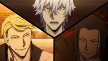 Fitzgerald, Fukuzawa, and Mori declaring the three-way battle