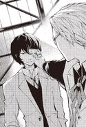 ODEE Kunikida pointing a gun at Dazai