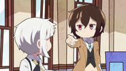 Dazai stops Atsushi from eating the shrimp tail