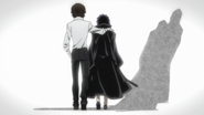 Akutagawa receives his coat from Dazai