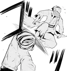 Yosano punches Motojiro.