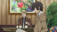 Dazai with Fitzgerald at a cafe