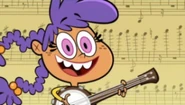 playing her banjo