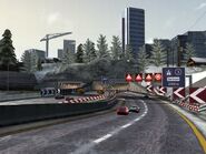 A view of the freeways leading to a tunnel.