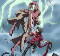 Victor clashes with Kazuki Muto.