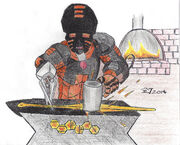 Ferron at the Forge, Colored Pencils, lower quality