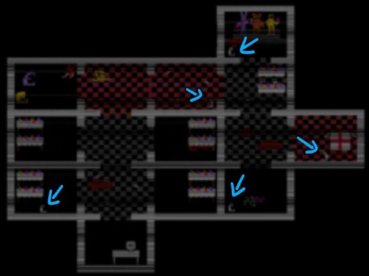 FNAF 1 Map and “Follow Me” Mini-game Scaled To The Camera Layout