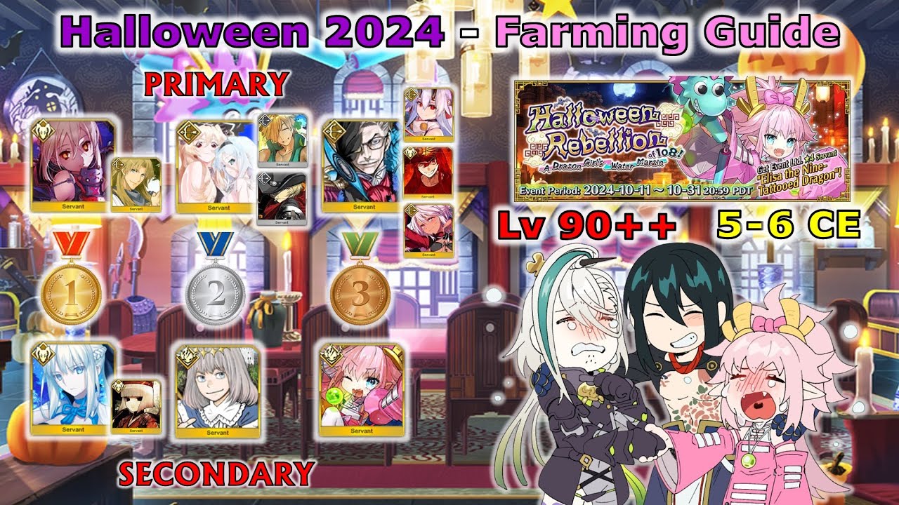 FGO NA Halloween Rebellion 2024 Lv90++ Farming Guide (56 CE Slot