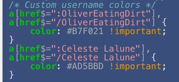 I need a bit of help with adding custom username colors | Fandom