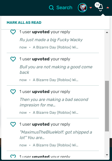 Uh Wtf I Just Got 14 Notifications In One Second And All Of Them Are Hearts Wtf Fandom - roblox magnitude combat