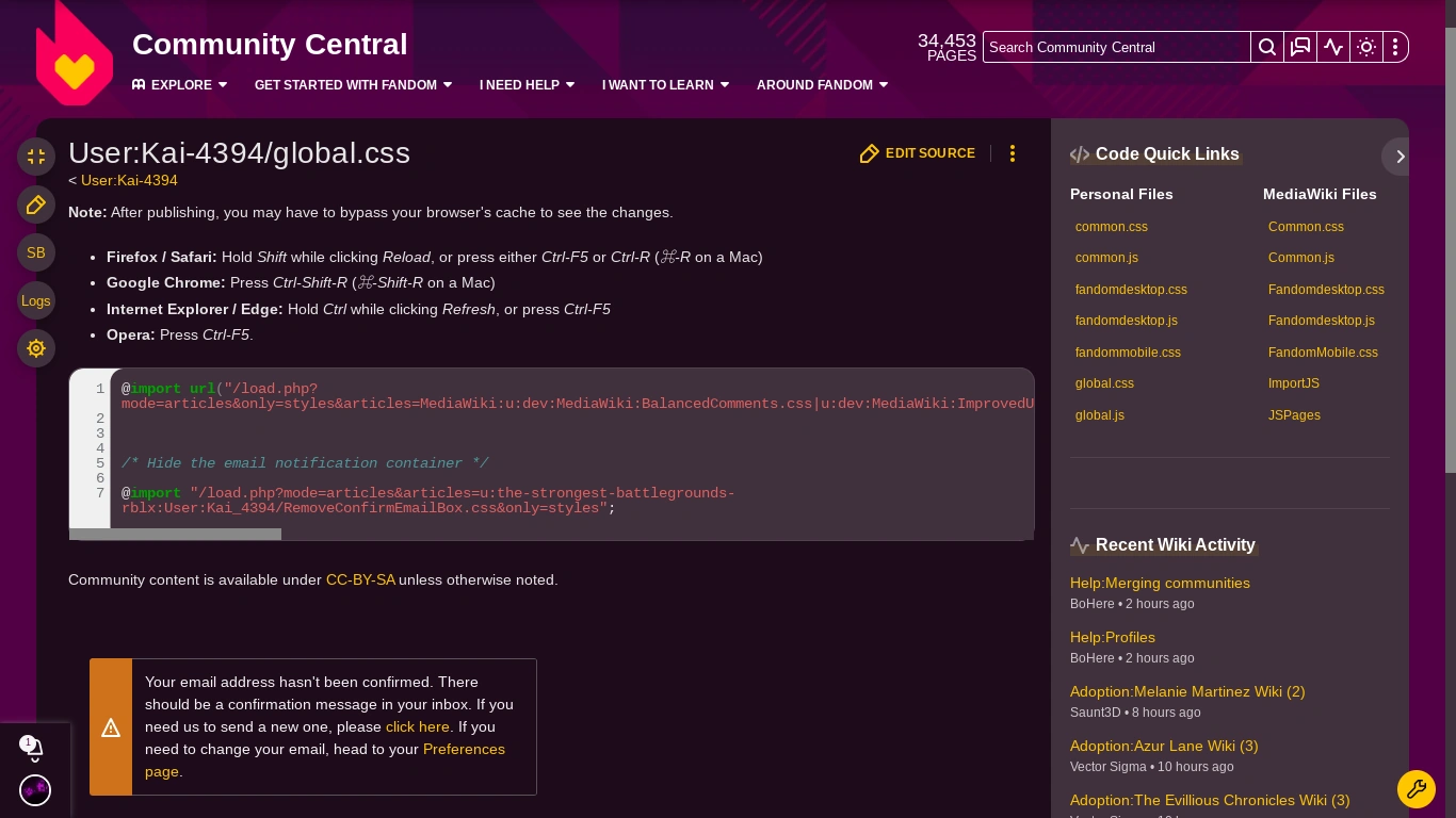 Why is this not working - CSS import | Fandom