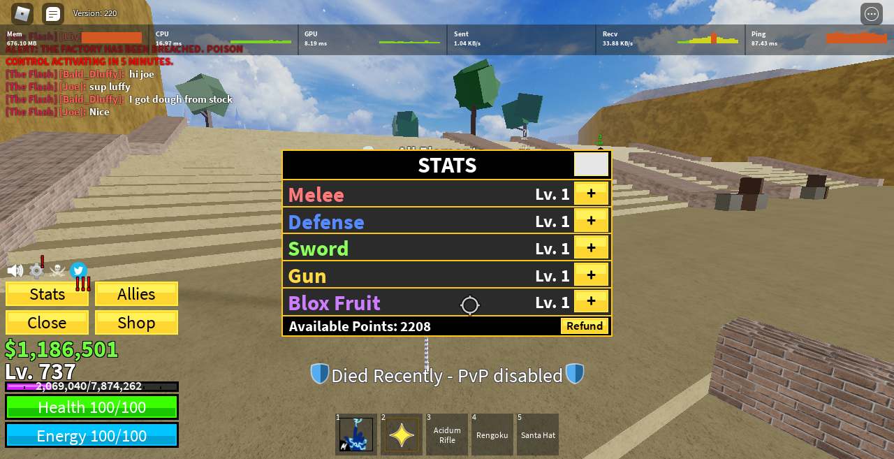 What should my stats be for pvp?? : r/bloxfruits