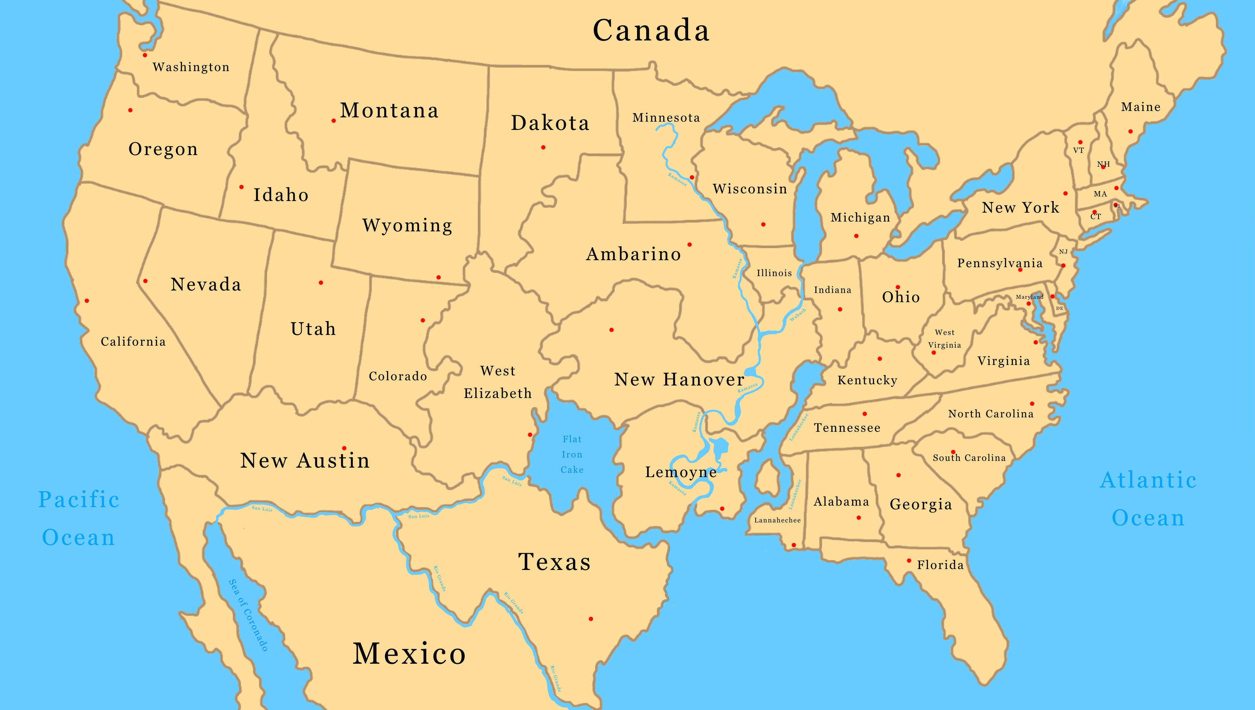 This is the map of usa with red dead redemption 2 states fandom