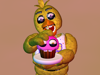 205046 - safe, artist:bootsdotexe, withered chica (fnaf), animatronic,  bird, chicken, fictional species, galliform, robot, five nights at freddy's,  2017, bib, eyelashes, female, looking at you, purple eyes, signature,  simple background, solo, transparent