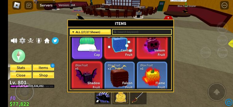 Shadow, Trade Roblox Blox Fruits Items