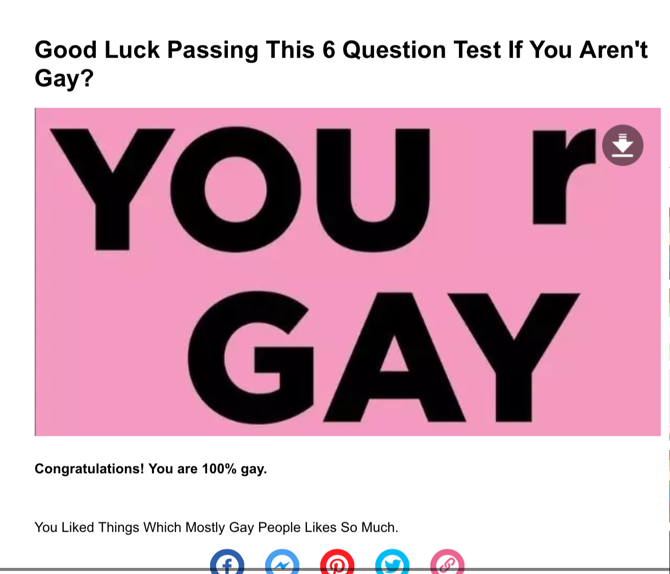 i took one of those youtube ad are you gay quizzes Fandom