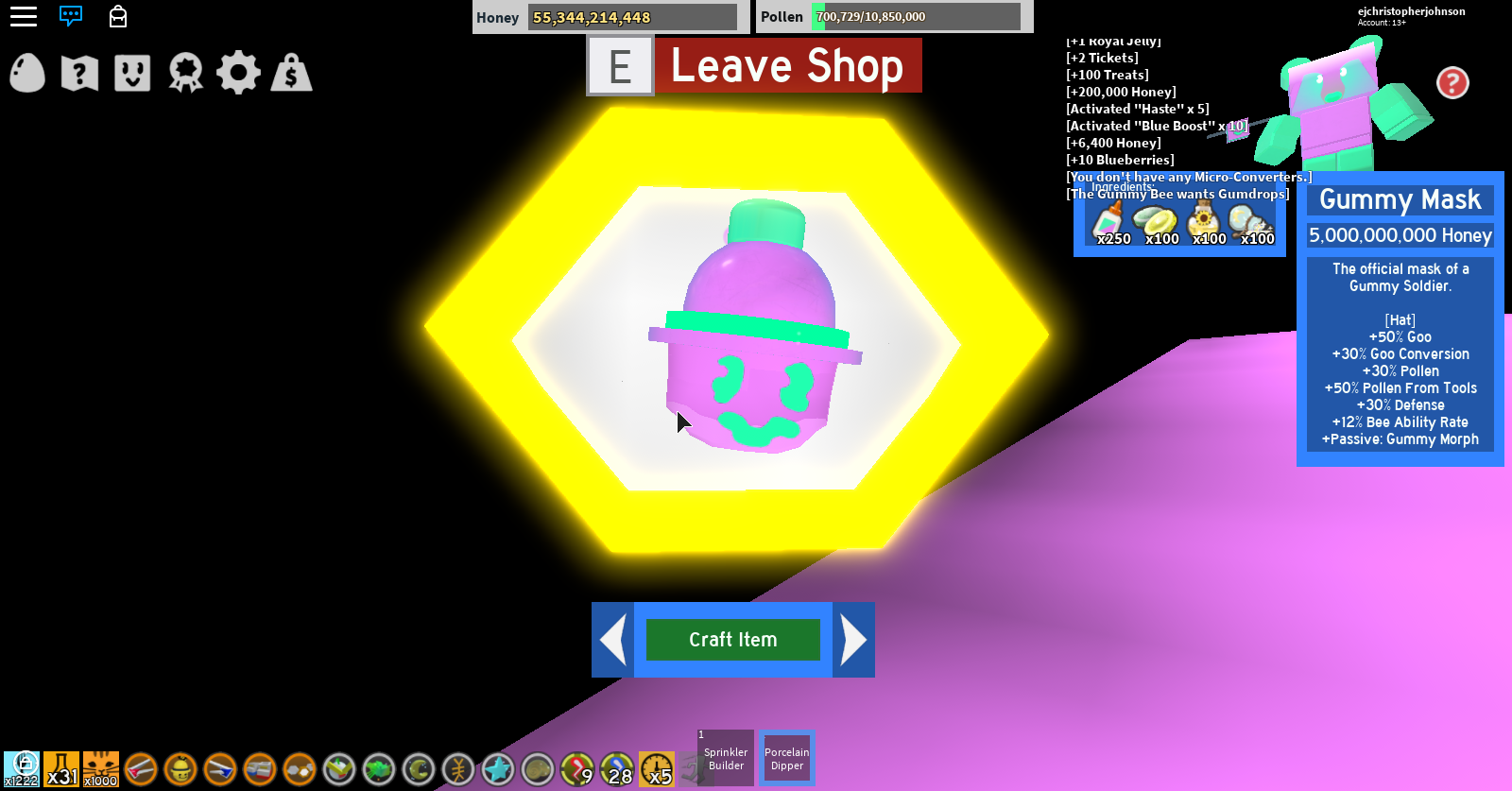 Roblox Bee Swarm Simulator Gummy Bear Roblox Free Obc Codigos Para Tener Objetos Gratis En Roblox - roblox bee swarm simulator wiki treats