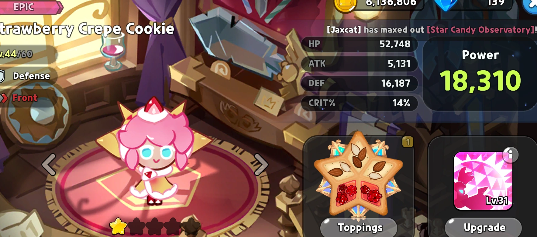 I caught up crepe with the team all I need is to get they're skill ...