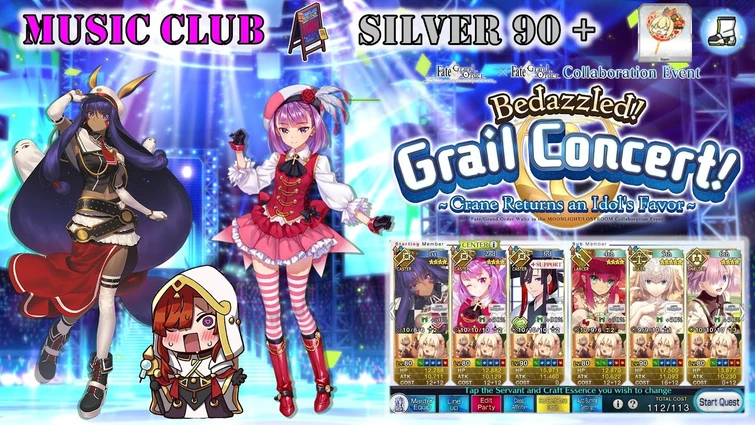 FGO NA - Grail Concert - Silver lv90+ Node: 3T Farming (6 Slot – Bonus Servants Only – No Plugsuit)