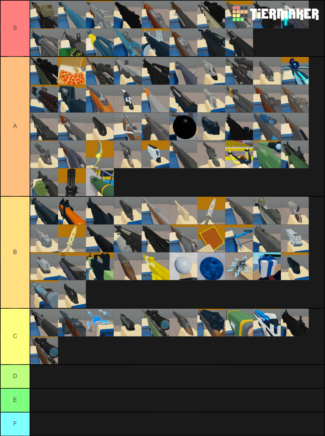 Weapon Tiermaker List Fandom - roblox arsenal guns list