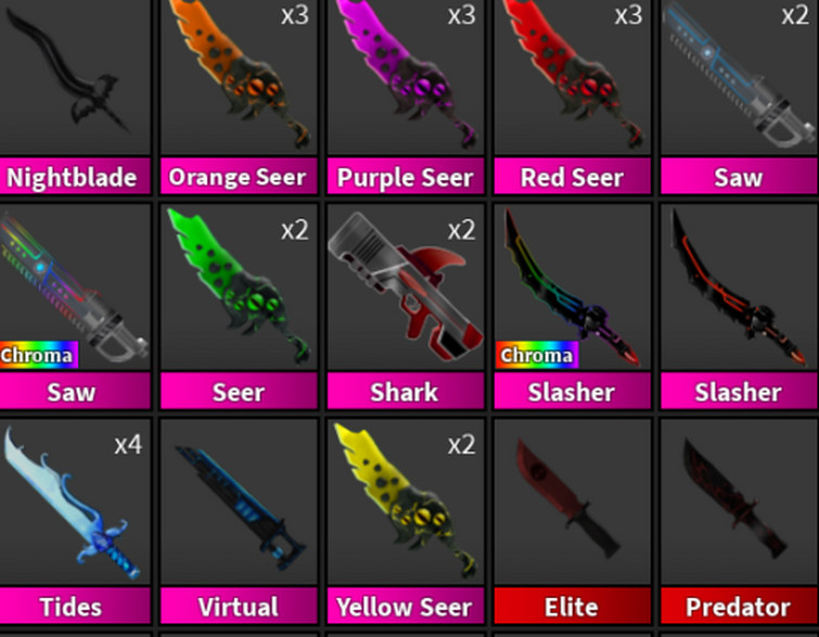 TRADING c laser, shadow , c seer and bio blade and I use mm2 valeus :  r/Mm2subreddit