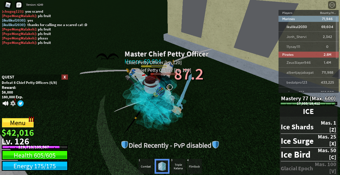 pvping as a low level in blox fruits and killing max levels