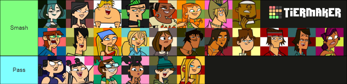 Total Drama characters smash or pass tier list