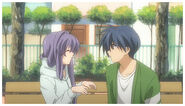 Tomoya and Kyou conversing in Another World: Kyou Chapter.