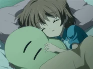 Ushio&dango.jpg (30 KB) Ushio in the ~After Story~ episode The Tidal Breeze's Mischief holding a dango plushie.