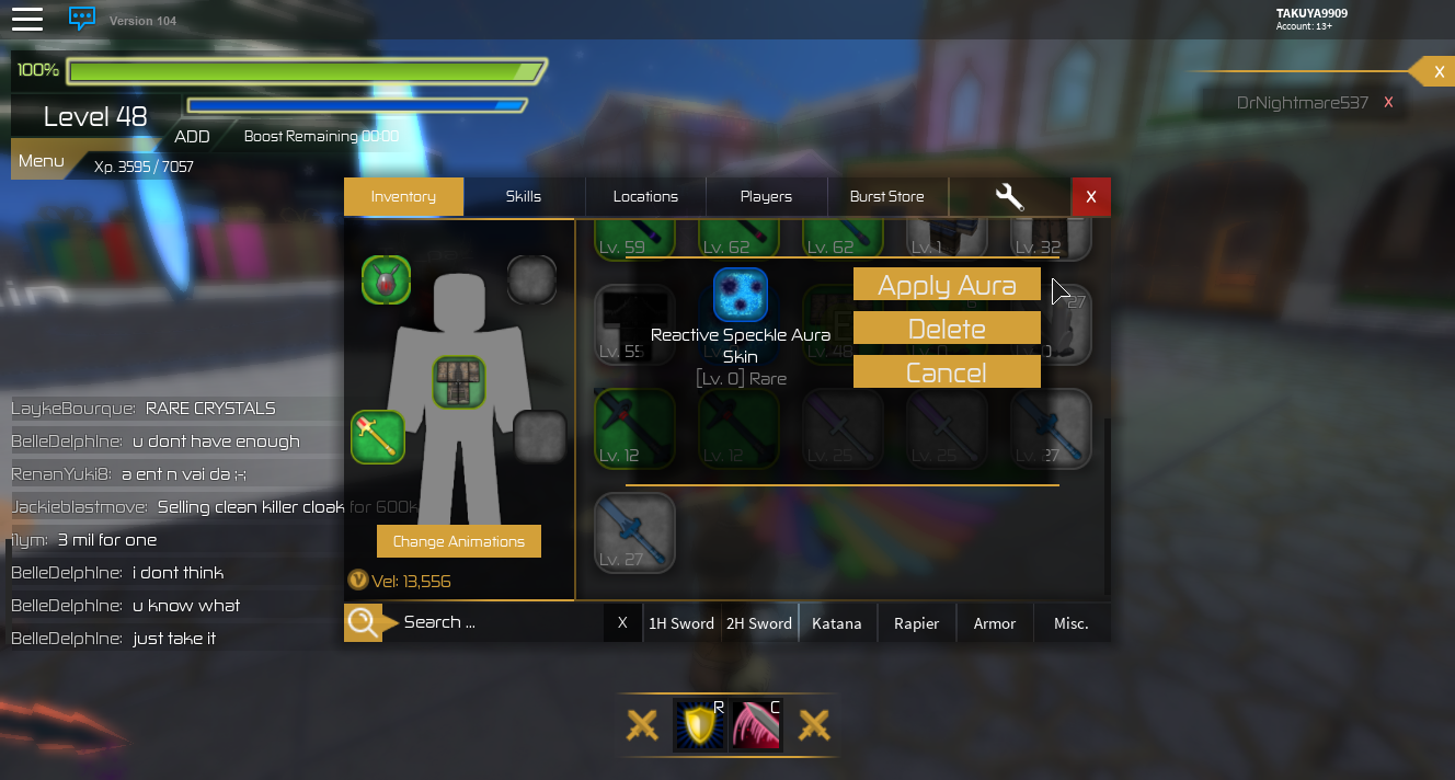 How Much Does Reactive Speckle Go For Fandom - swordburst legendary items sold for robux