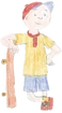 A fan-sketch of Caillou, posing with a skateboard