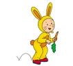 Caillou dressed as a rabbit costume