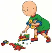 Caillou picking up toys